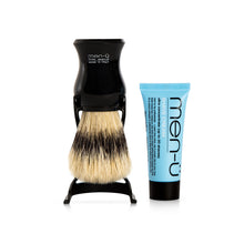 Load image into Gallery viewer, men-ü Barbiere Shaving Brush with Shave Cream 15ml &amp; Stand - Black
