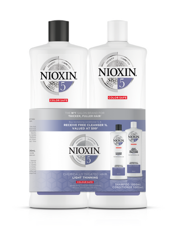 Nioxin System 5 Cleanser Shampoo and Scalp Therapy Revitaliser Conditioner 1000ml Bundle