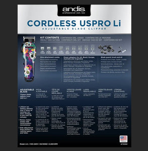 ANDIS Cordless US Pro Li Clipper - Sugar Skull Design