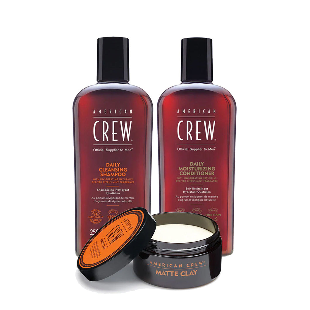 American Crew Matte Clay Hair & Styling Bundle