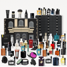 Load image into Gallery viewer, Above The Collar Men&#39;s Grooming &amp; Fragrance Sample Advent Calendar Bundle