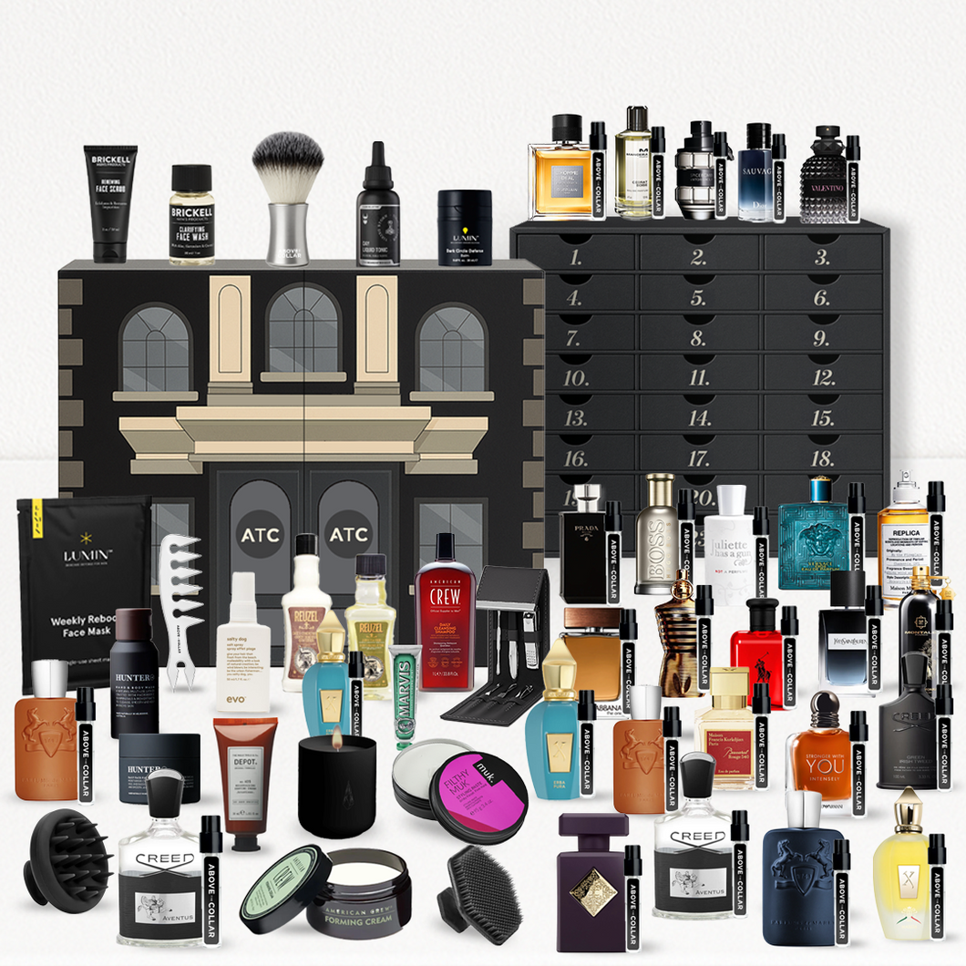 Above The Collar Men's Grooming & Fragrance Sample Advent Calendar Bundle