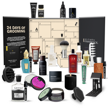 Load image into Gallery viewer, Above The Collar Men&#39;s Grooming &amp; Fragrance Sample Advent Calendar Bundle