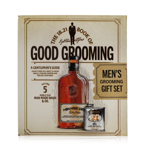 18.21 Faux Book Gift Set Vol.3 - Man Made Wash 18oz & Oil 2oz - Absolute Mahogany