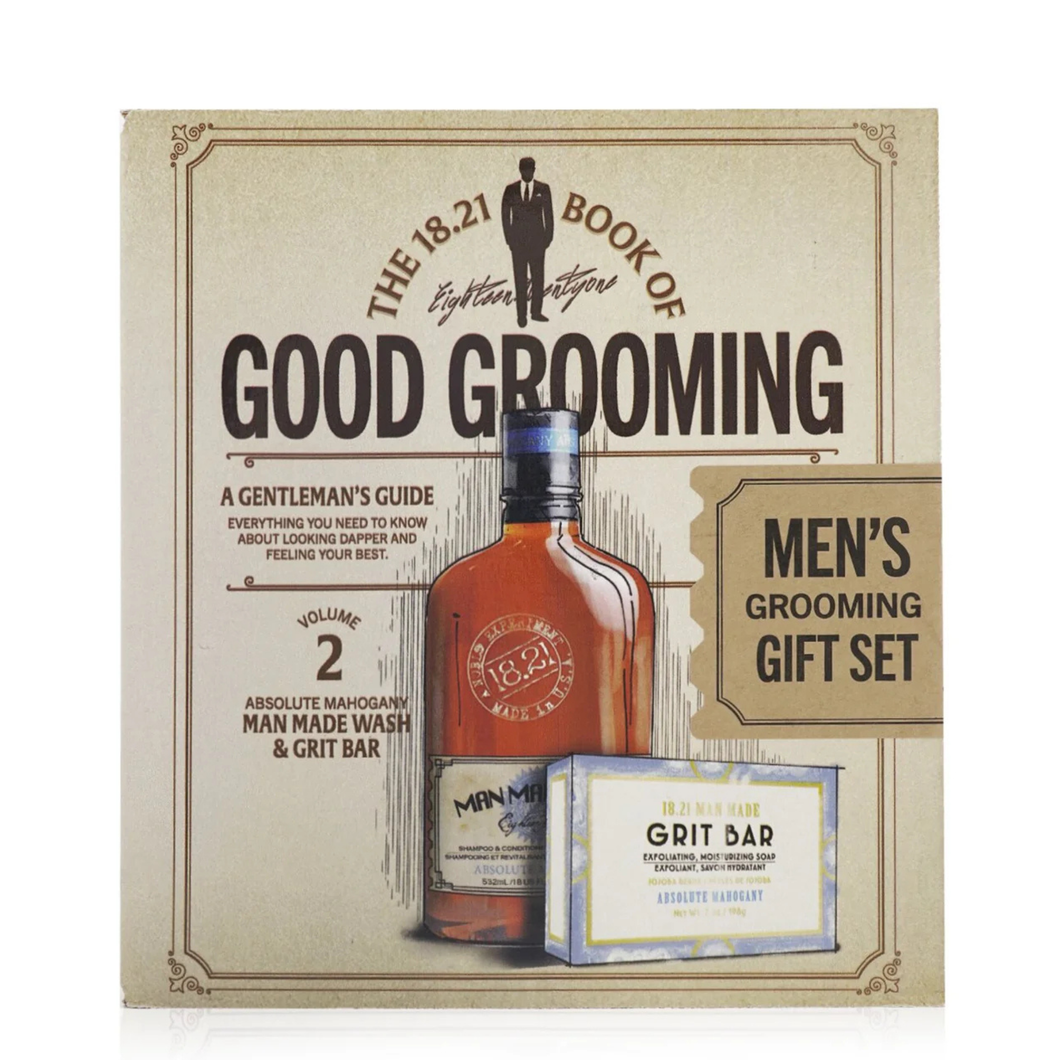 18.21 Faux Book Gift Set Vol.2 - Man Made Wash 18oz & Bar Soap 7oz - Absolute Mahogany