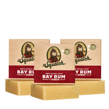 Load image into Gallery viewer, Dr Squatch Bay Rum Natural Bar Soap for Men 141g Trio Bundle