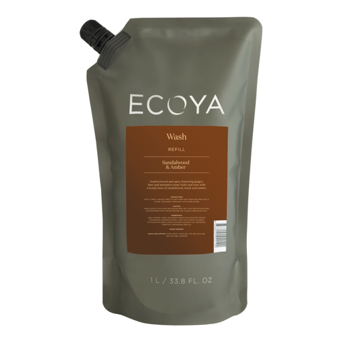 ECOYA Hand & Body Wash Refill 1000ml - Sandalwood & Amber