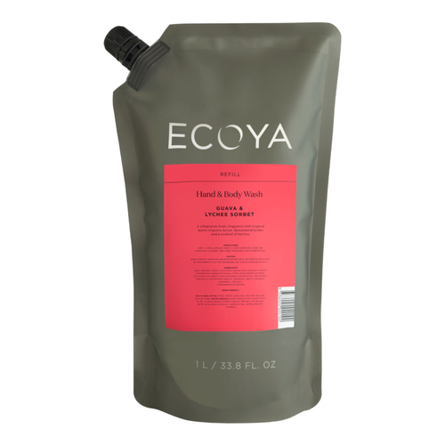 ECOYA Hand & Body Wash Refill 1000ml - Guava & Lychee Sorbet