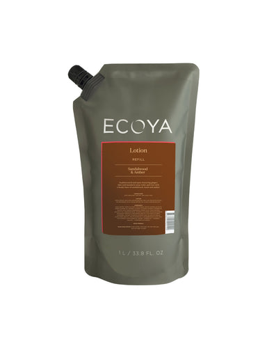 ECOYA Hand & Body Lotion Refill 1000ml - Sandalwood & Amber