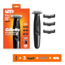 Load image into Gallery viewer, Gillette Fusion 1 Style Easy 4in1 FACE + BODY Trimmer + 4 Combs