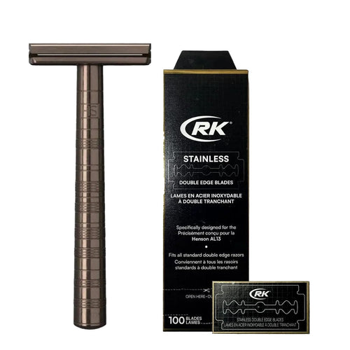 Henson Shaving AL13-M DE Safety Razor Tan & Blades Bundle