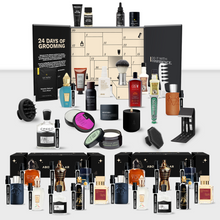 Load image into Gallery viewer, Above The Collar Men&#39;s Grooming Advent Calendar &amp; Fragrance Sample Cracker Bundle