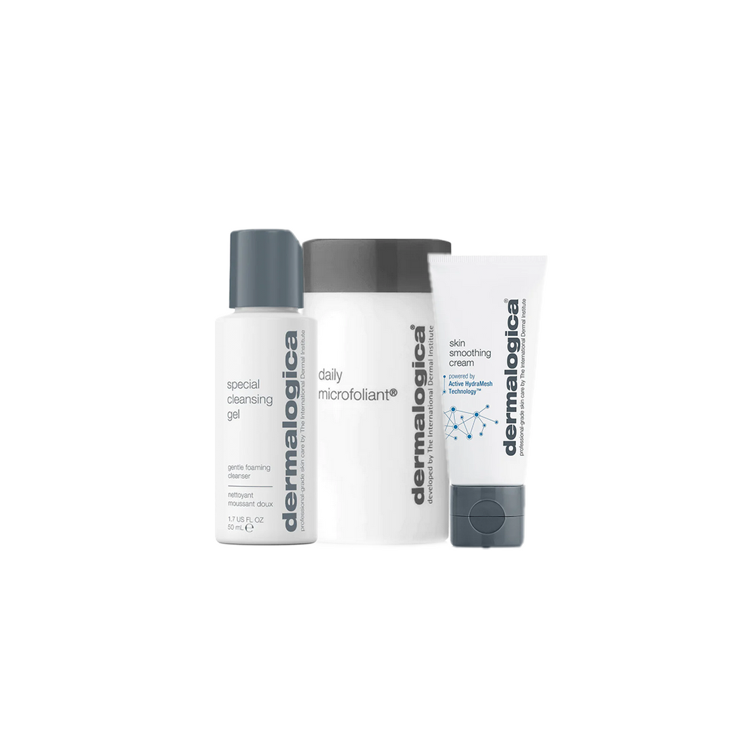 Dermalogica Microfoliant, Cleansing Gel & Skin Smoothing Cream Travel Trio