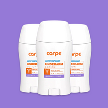 Load image into Gallery viewer, Carpe Antiperspirant Underarm Stick 50ml Trio Bundle
