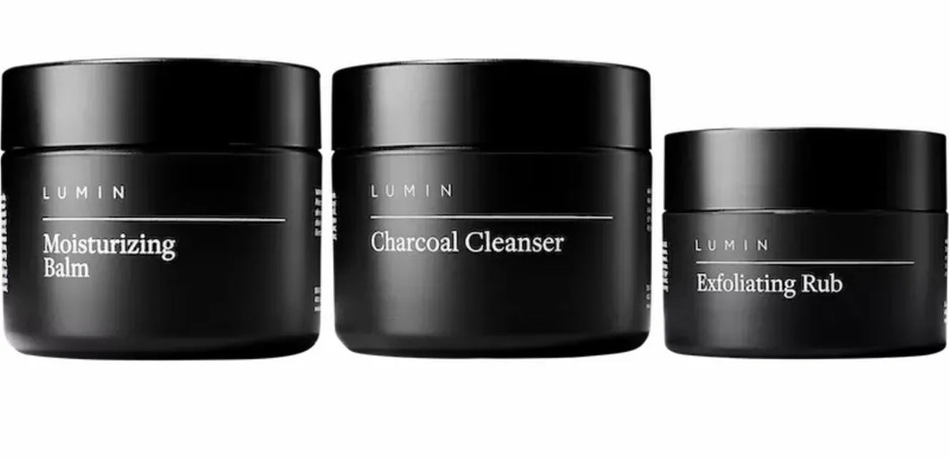 Lumin Travel Cleanser, Exfoliator & Moisturiser Trio