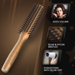 Bossman Round Boar & Nyon Bristle Brush