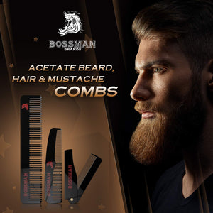 Bossman Set of 3 Acetate Beard, Moustache, Hair Combs