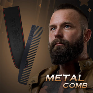 Bossman Metal Beard & Moustache Comb with Leather Sleeve