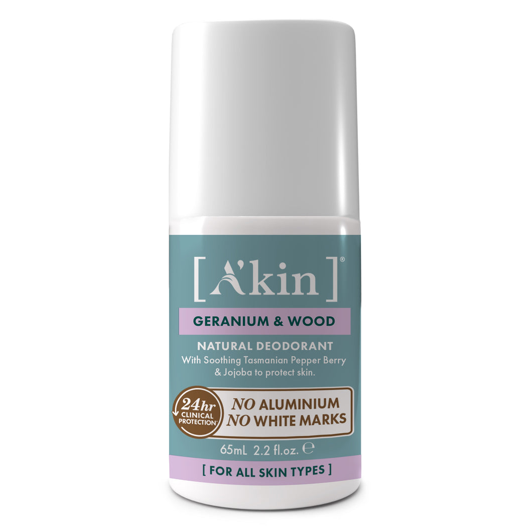 A'kin Geranium & Wood Roll On Deodorant 65ml