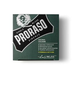 Proraso Cologne Wipes Cypress & Vetyver 6 Sachets