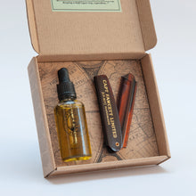 Load image into Gallery viewer, Captain Fawcett&#39;s Private Stock Beard Oil and Folding Pocket Beard Comb Gift Set