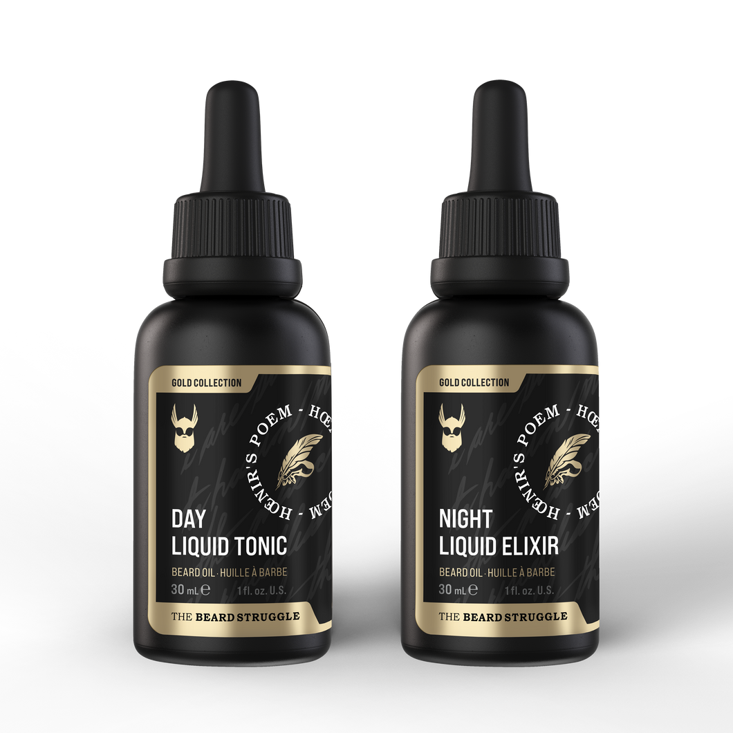 The Beard Struggle Tonic + Elixir Beard Oil Bundle Gold Collection