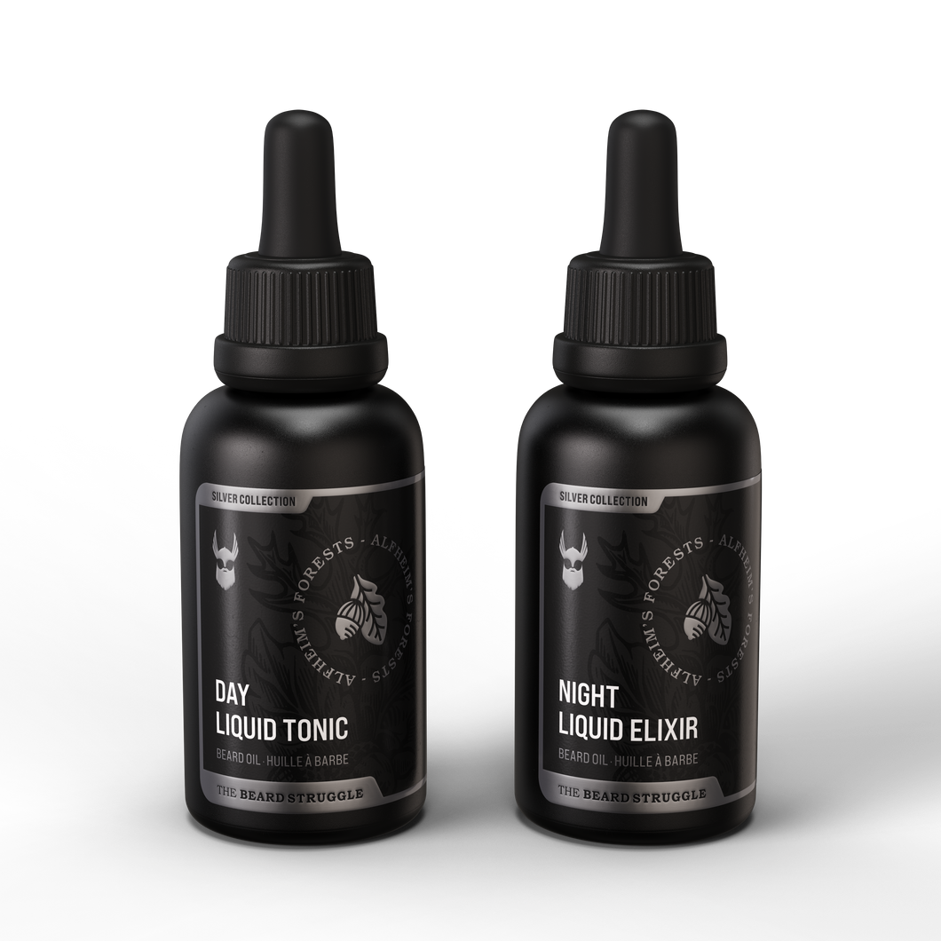 The Beard Struggle Tonic + Elixir Beard Oil Bundle Silver Collection