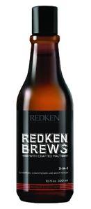 Redken Brews 3-IN-1 Shampoo, Conditioner and Body Wash 300ml