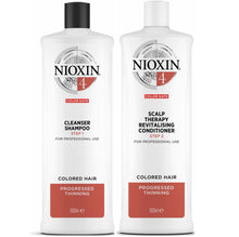 Load image into Gallery viewer, Nioxin System 4 Cleanser Shampoo and Scalp Therapy Revitalising Conditioner 1000ml Bundle